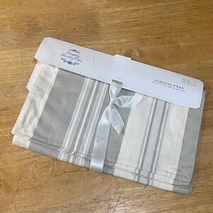 Simply Shabby Chic Rachel Ashwell Grey White Striped Table Runner 72x14 Cotton